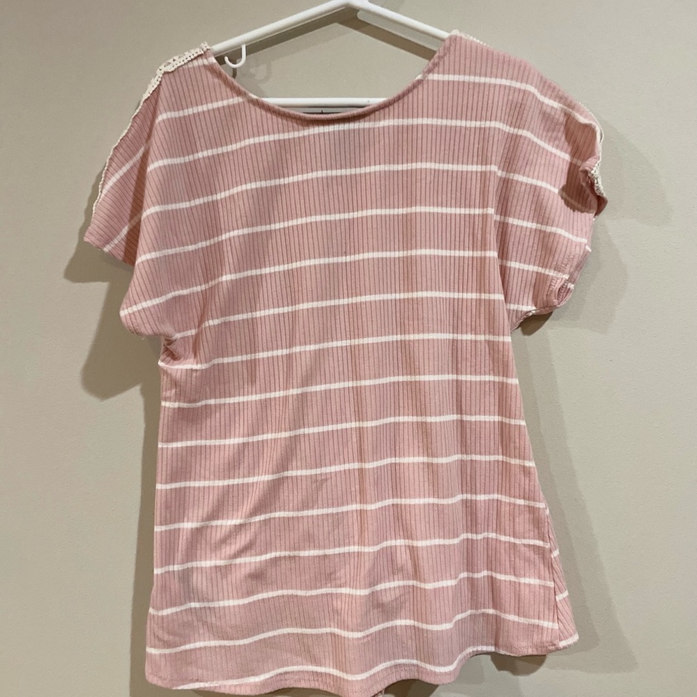 iZ Byer shirt, tie front with lace shoulders